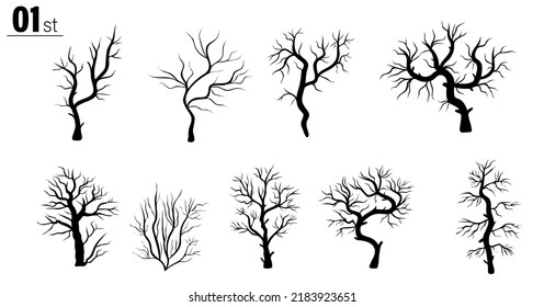 Vector illustration of a leafless tree isolated on a white background, serial content, lightweight file and easy to re-edit.
Suitable for illustration and collection design purposes