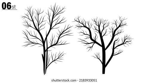Vector illustration of a leafless tree isolated on a white background,Suitable for illustration design and collection purposes
