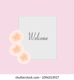 Vector illustration of leaflets with decorative flowers on a pink background and a place for text. Wedding  calligraphic text