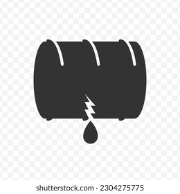 Vector illustration of leaky barrel icon in dark color and transparent background(png).