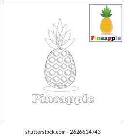 Vector illustration of learning to color for children various types of fruit