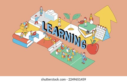 Vector illustration of learning concept. Study plan