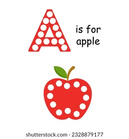 Vector Illustration of Learning english alphabet for kids letter a dot