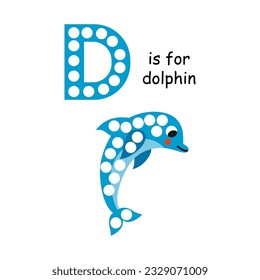 Vector Illustration of Learning english alphabet for kids letter d dot