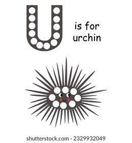 Vector Illustration of Learning english alphabet for kids letter u dot