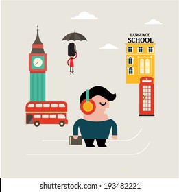 Vector Illustration for learning english language flat style