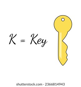 Ilustración vectorial del alfabeto del inglés para niños letra K
