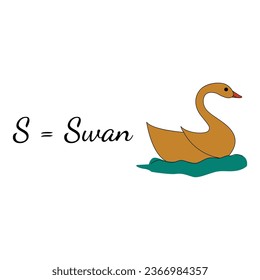 Vector Illustration of Learning English's alphabet for kids letter S
