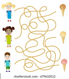 Vector illustration of learning maze game.
Vector illustration of a maze (labyrinth) educational game with children-cartoons