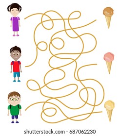 Vector illustration of learning maze game.
Vector illustration of a maze (labyrinth) educational game with children-cartoons