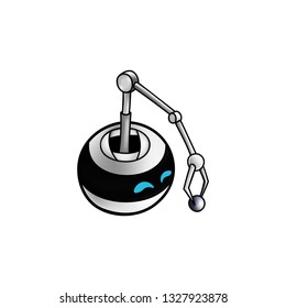 Vector illustration of a learning robot, Isolated on white background. Funny vector robot learning subject