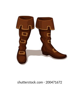 Vector illustration of leather boots isolated on white