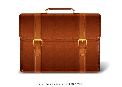 vector illustration of leather briefcase against white background