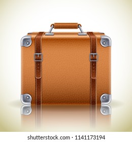 Vector illustration - Leather brown vintage suitcase for travel,eps10.