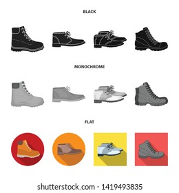 Vector illustration of leather and casual icon. Set of leather and formal vector icon for stock.