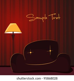 Vector illustration of A leather couch in room.