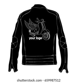 Vector illustration of leather motorcycle jacket racer logo templates. Emblems and label. Advertisements, brochures, business templates. Isolated on a color background