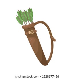 Ilustración vectorial de un quiver de cuero con flechas para un arco.