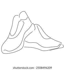 Vector illustration of leather shoes isolated on white background. Clothing costumes.concept. Cartoon characters. Education and school kids coloring page, printable, activity.