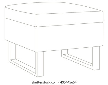 Vector illustration of leather and square pouf