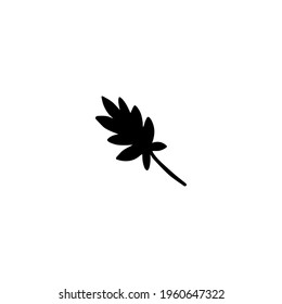 Vector illustration of leaves and branches drawn in ink by hand. Isolated botanical element black on a white background. Wild forest plant. Design for label, logo, template, print, card, icons.
