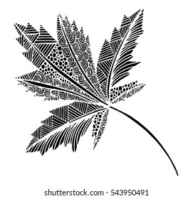 Vector illustration leaves and in doodle style