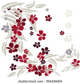 vector illustration with leaves and flowers