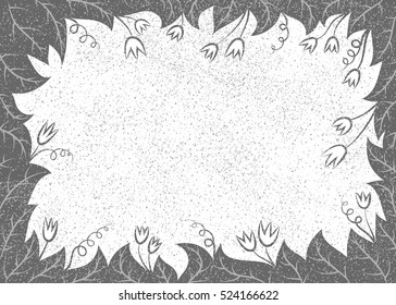 Vector illustration with leaves and flowers frame. 