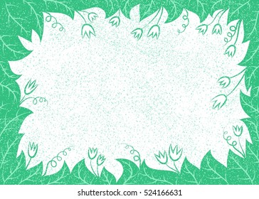 Vector illustration with leaves and flowers frame.