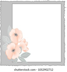 Vector illustration of leaves and flowers with a space for a white text on a gray background
