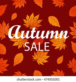 Vector an illustration with leaves and the inscription Autumn sale.Design element for a banner, leaflets, the website, the label.