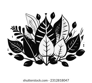 Ilustración vectorial, Ilustración de hojas, lino
