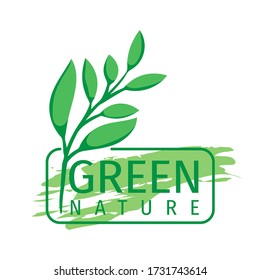 Vector illustration of leaves and modern writing with alphabet logo with box decorations. Suitable for tourist attractions, parks, clubs, green club organizations, etc.