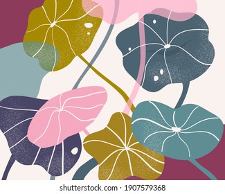 Ilustración vectorial de hojas en estilo ingenuo. Imagen simple dibujada a mano.