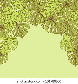 Vector illustration leaves of palm tree. Seamless pattern.