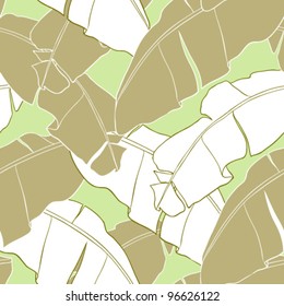 Vector illustration leaves of palm tree. Seamless pattern of lea