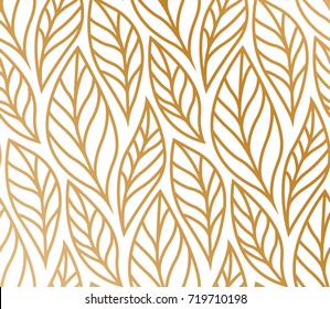 Vector Illustration Of Leaves Pattern. Floral Organic Background. Hand Drawn Leaf Texture.