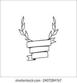 vector illustration of leaves with ribbon