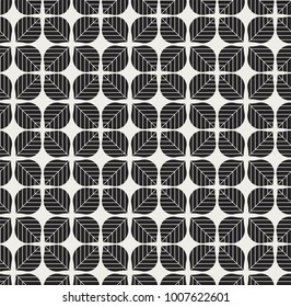 Vector illustration of leaves seamless pattern. Floral organic background. Hand drawn leaf texture.