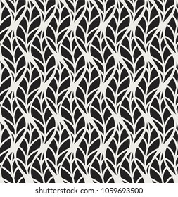 Vector illustration of leaves seamless pattern. Floral organic background. Hand drawn leaf texture.