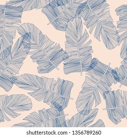 Vector Illustration Of  Leaves Seamless Pattern. Floral Organic Background. Line Illustrations.
Pencil Drawing