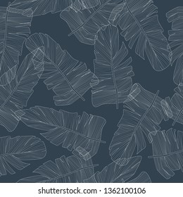 Vector illustration of  leaves seamless pattern. Floral organic background. line illustrations.
pencil drawing