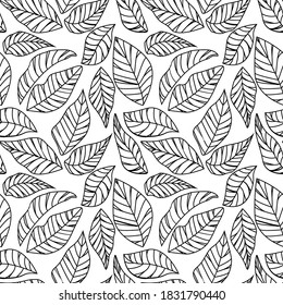 Vector illustration of leaves seamless pattern. Natural background with green leaves