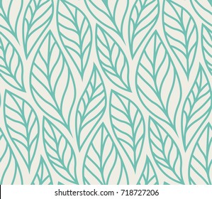 Vector illustration of leaves seamless pattern. Floral organic background. Hand drawn leaf texture.