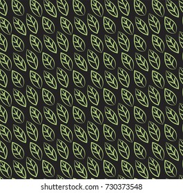 Vector illustration of leaves seamless pattern. Floral organic background. Hand drawn leaf texture.
