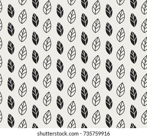Vector illustration of leaves seamless pattern. Floral organic background. Hand drawn leaf texture.