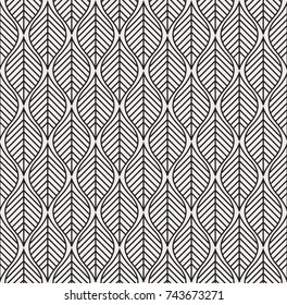 Vector illustration of leaves seamless pattern. Floral organic background. Art nouveau texture.