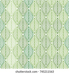 Vector illustration of leaves seamless pattern. Floral organic background. Art nouveau texture.