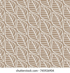 Vector illustration of leaves seamless pattern. Floral organic background. Hand drawn leaf texture.
