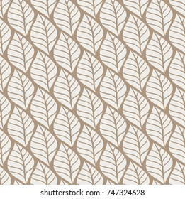 Vector illustration of leaves seamless pattern. Floral organic background. Hand drawn leaf texture.